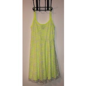 Neon yellow lace dress